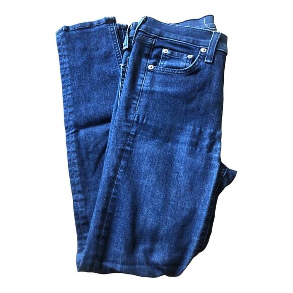 Rag And Bone High Rise Whiskered Faded Ankle Skinny Jeans, Indigo Color, 24 - Picture 5 of 15